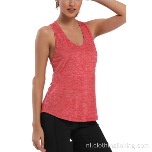 Workout T-shirts met open rug voor dames